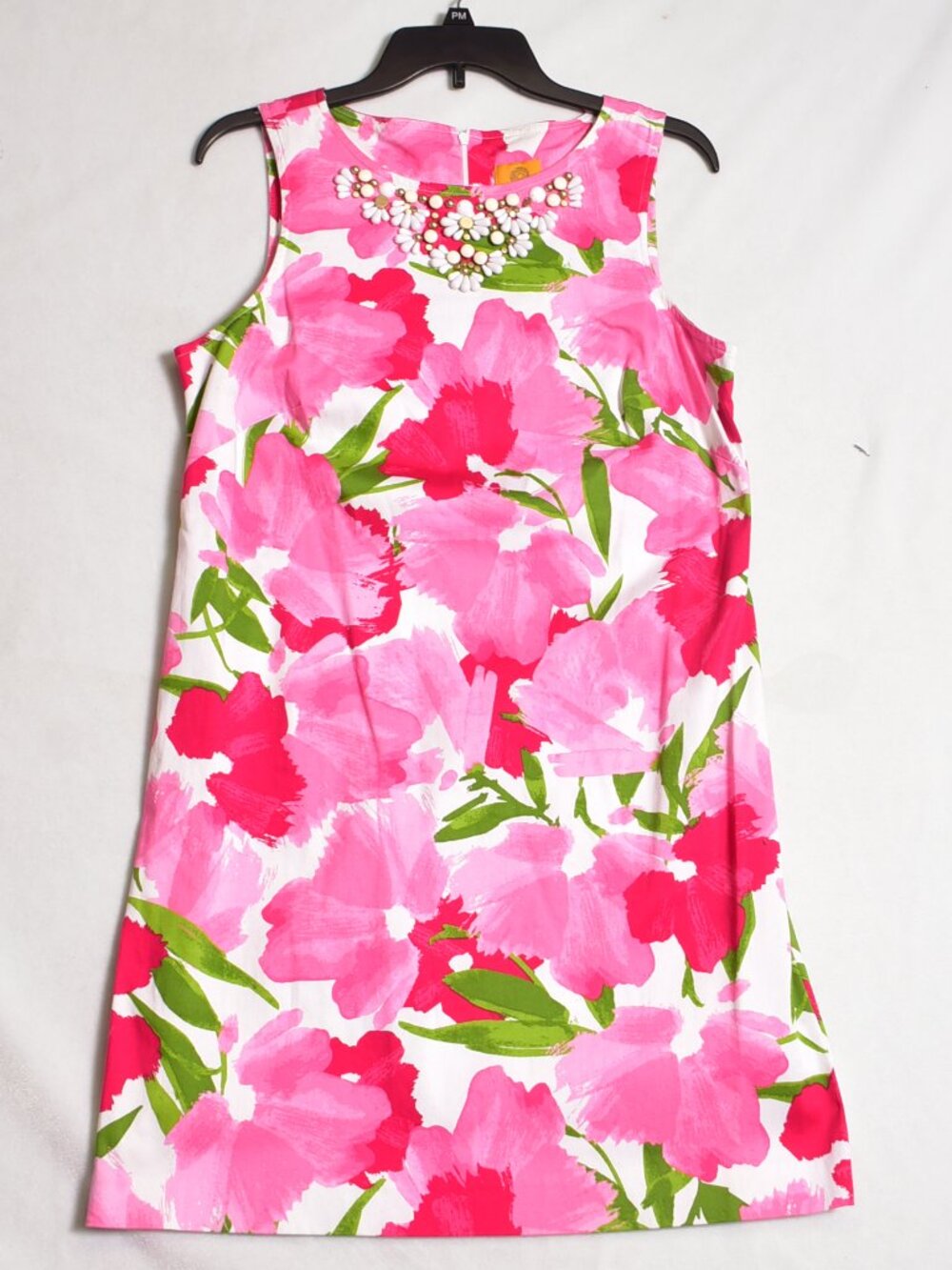 Ruby Rd. Pink Floral Women's Beaded Neck Line Spring Summer Dress Size 10 Easter